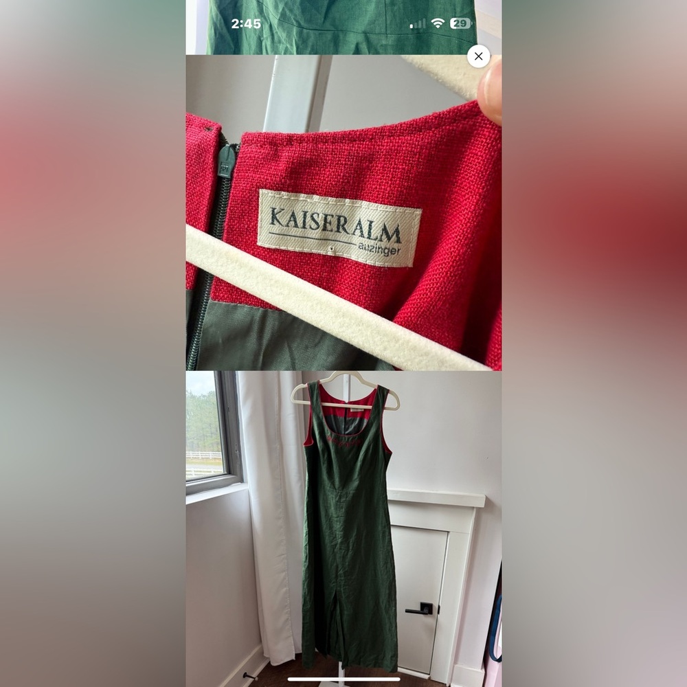 KAISERALM Dirndl Green Dress Red Trim
Vintage gypsy boho festival artist Prairie